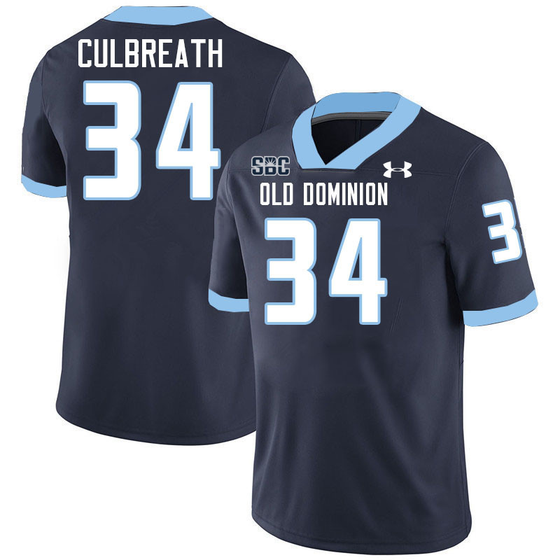 #34 Jahleel Culbreath Old Dominion Monarchs College Football Jerseys Stitched-Navy